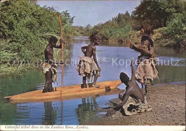 Sambia Colourful tribal dress at Zambesi River