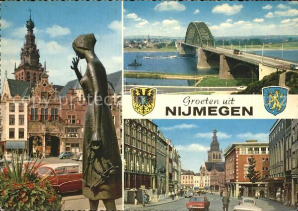 Nijmegen Denkmal Skulptur Brücke Strassenpartie