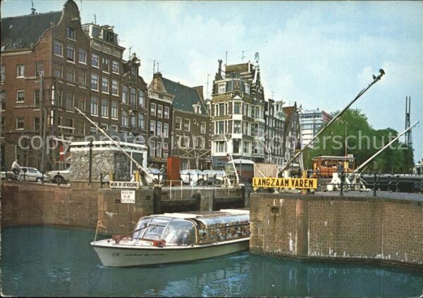 Amsterdam Niederlande Haarlemmersluizen Kanal Boot