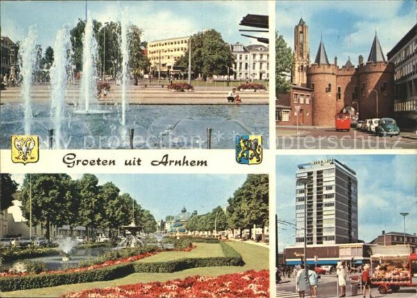 Arnhem Springbrunnen Park Torbogen Hochhaus Wa