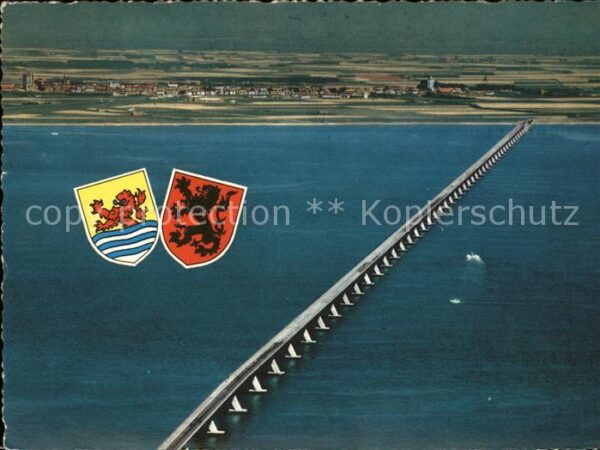 Bruecken Bauwerke Oosterscheldebrug Wappen Fliegeraufnahm