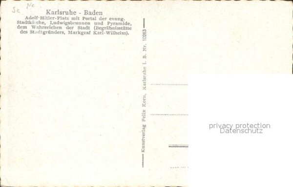 Karlsruhe Baden Adolf Hilter Platz Stadtkirche – Bild 2