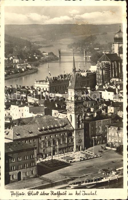 Passau Blick Rathaus Inntal
