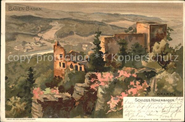 Baden-Baden Schloss Hohenbaden Künstler Graf. Fbg