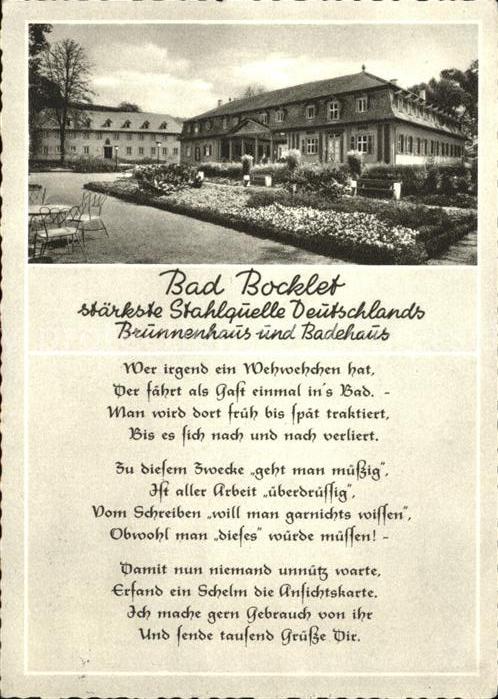 Bad Bocklet Brunnenhaus Badehaus Gedicht
