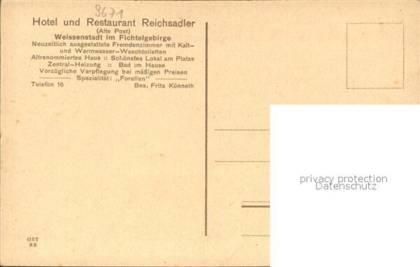 Weissenstadt Hotel-Restaurant Reichsadler Bierstube – Bild 2