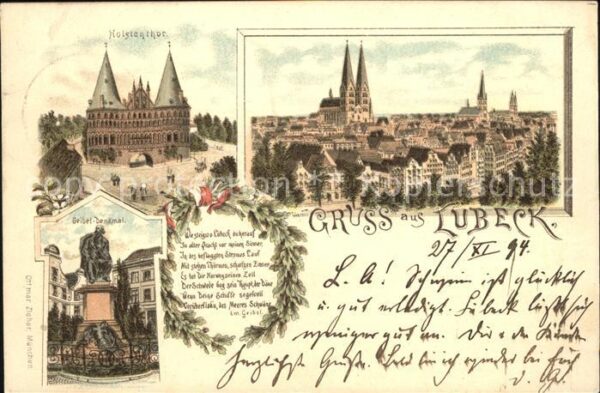Luebeck Holstentor Geibel-Denkmal Gedicht