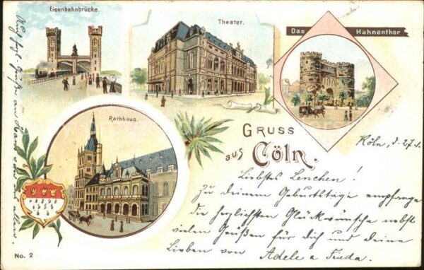 Koeln Rhein Eisenbahnbrücke Theater Rathaus Hahnent
