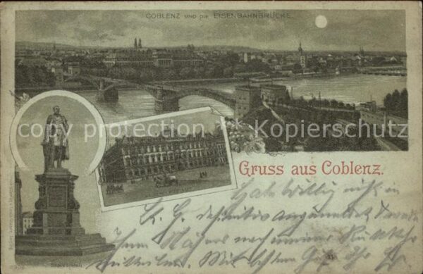 Koblenz Rhein Eisenbahnbrücke Goeben-Denkmal Mondsche