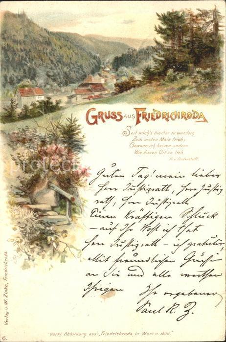 Friedrichroda Gedicht Fr. v. Bodenstedt Litho