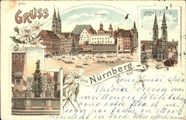 Nuernberg Marktplatz Tugendbrunnen Sebalduskirche