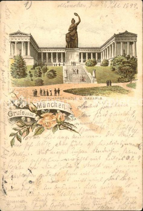 Muenchen Ruhmeshalle Bavaria Litho