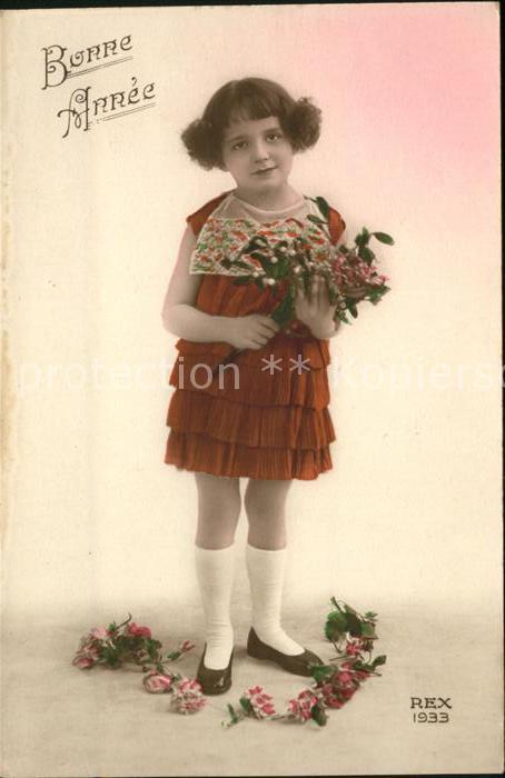 Verlag REX Nr. 1933 Neujhar Kind Mädchen Blumen