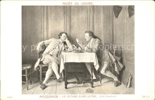 Kuenstlerkarte Meissonier La lecture d_une lettre Nr.
