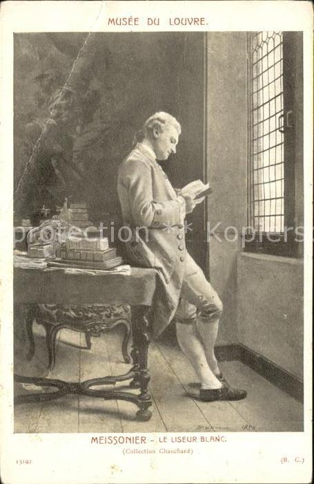 Kuenstlerkarte Meissonier Le liseur blanc Nr. 13192