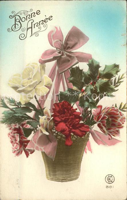 Neujahr Blumen Schleife Bonne Annee
