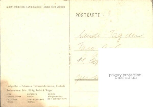 Landesausstellung Zuerich 1939 Landgasthof zum Schwanen – Bild 2