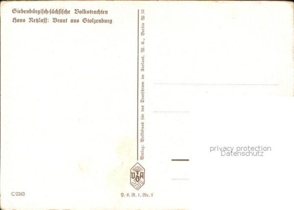 Retzlaff Hans Braut Stolzenburg Tracht Nr. 5 – Bild 2