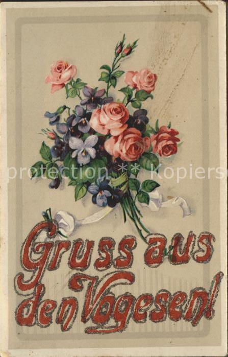 Rosen Veilchen Gruss Vogesen Stempel K.2. Che