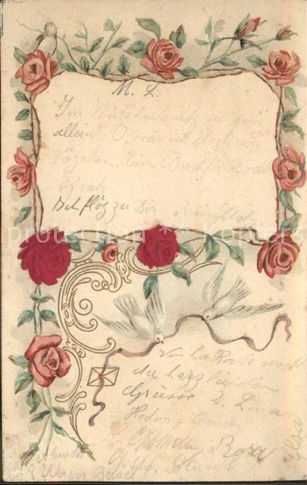 Tauben Brief Rosen Stoffapplikationen