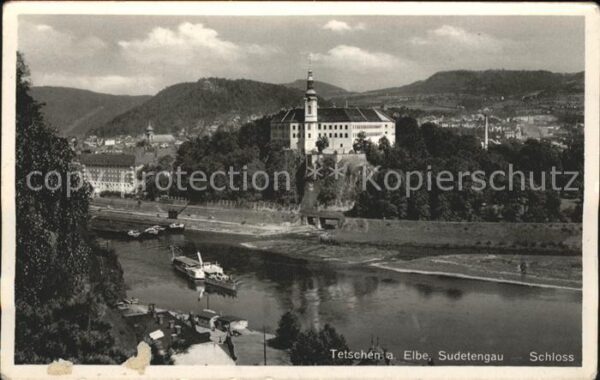 Tetschen-Bodenbach Boehmen Schloss Elbe Binnenschifffahrt