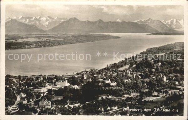 Starnberg Fliegeraufnahme mit Alpenpanorama See