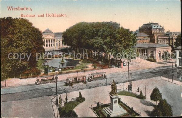 Wiesbaden Kurhaus und Hoftheater Denkmal Statue S