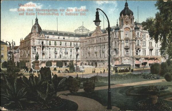 Wiesbaden Blick vom Blumengarten vor Kurhaus Kais