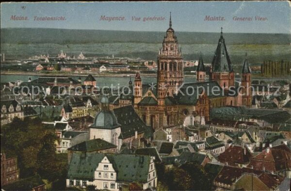 Mainz Rhein Stadtbild mit Dom