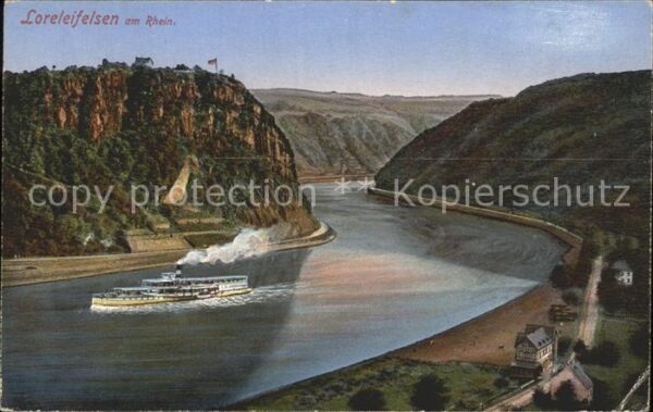 St Goarshausen Loreleifelsen Rheindampfer