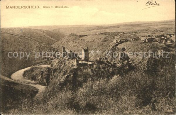 Manderscheid Eifel Panorama Blick vom Belvedere Burgruine