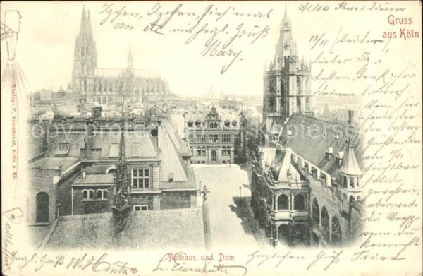 Koeln Rhein Rathaus und Dom