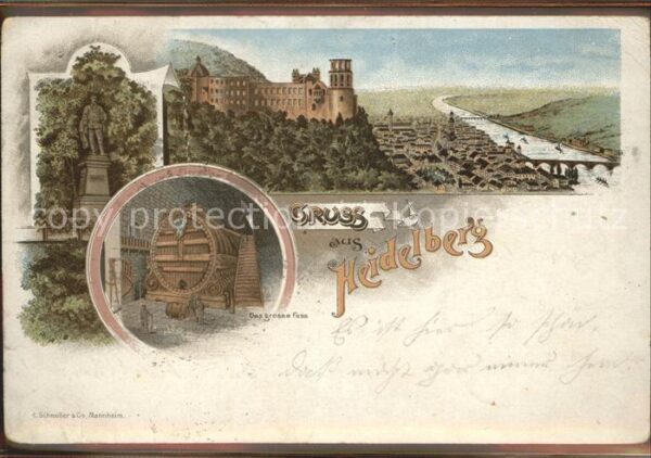 Heidelberg Neckar Denkmal Grosse Fass Schloss Panorama