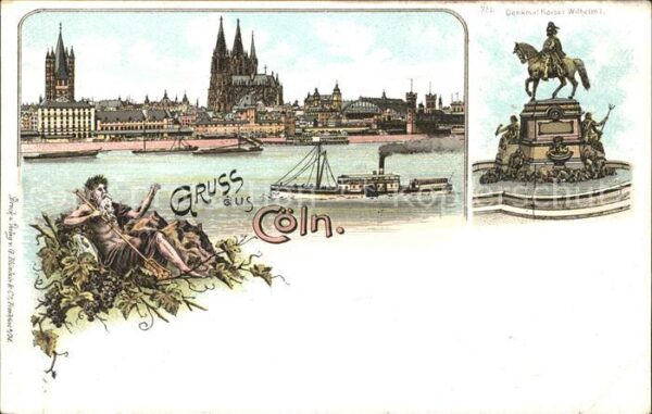 Coeln Rhein Rheindampfer Dom Denkmal Kaiser Wilhelm
