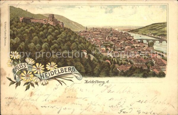 Heidelberg Neckar Gesamtansicht Schloss
