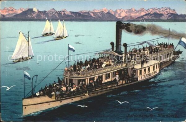 Starnbergersee Salondampfer Starnberg Segelboot Alpenp