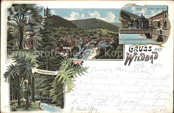 Wildbad Schwarzwald Panorama Anlagen Trinkhalle Hotel Belle