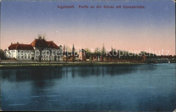 Ingolstadt Donau Partie an der Donau mit Donaubrücke