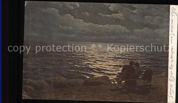 Kuenstlerkarte G.O. Kalmykoff Mondnacht am Meer