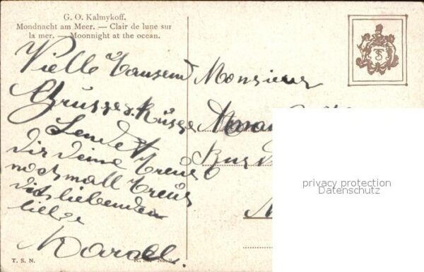 Kuenstlerkarte G.O. Kalmykoff Mondnacht am Meer – Bild 2