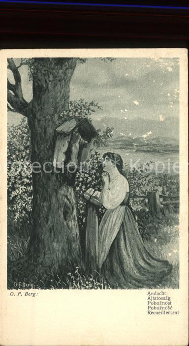 Kuenstlerkarte O.F. Berg Andacht Gebet