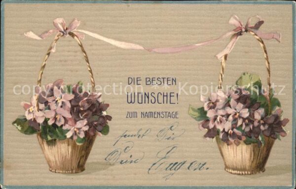 Namenstag Namenskarte Glückwunsch Blumen Körbe