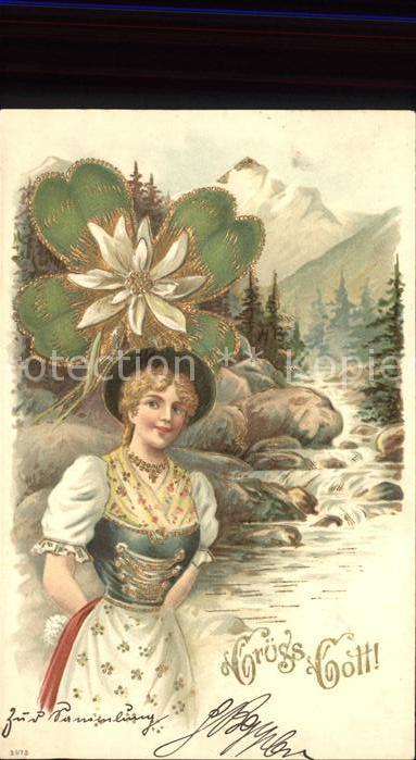 Edelweiss Kleeblatt Frau Tracht Berge Natur