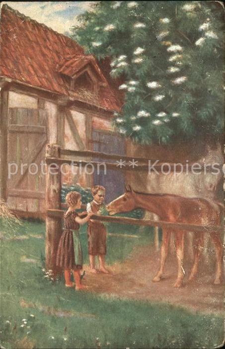 Kuenstlerkarte Germanus Ferienbesuch Nr. 156 Kinder Po
