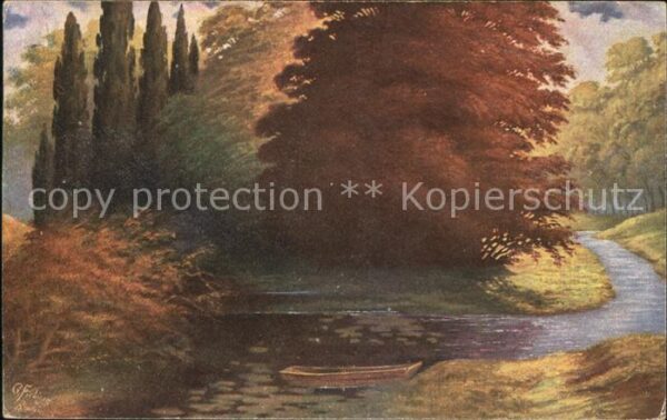 Kuenstlerkarte Alte Kuenstler G. Fiebiger Waldesfrieden Amag-Kunst Nr