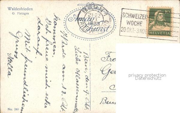 Kuenstlerkarte Alte Kuenstler G. Fiebiger Waldesfrieden Amag-Kunst Nr – Bild 2