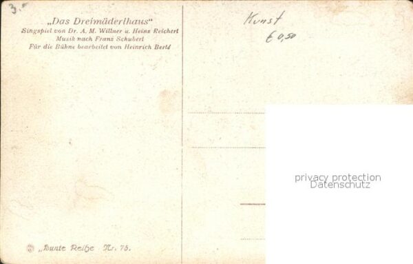 Schubert Franz Künstlerkarte A. Broch Das Dreimäderlha – Bild 2