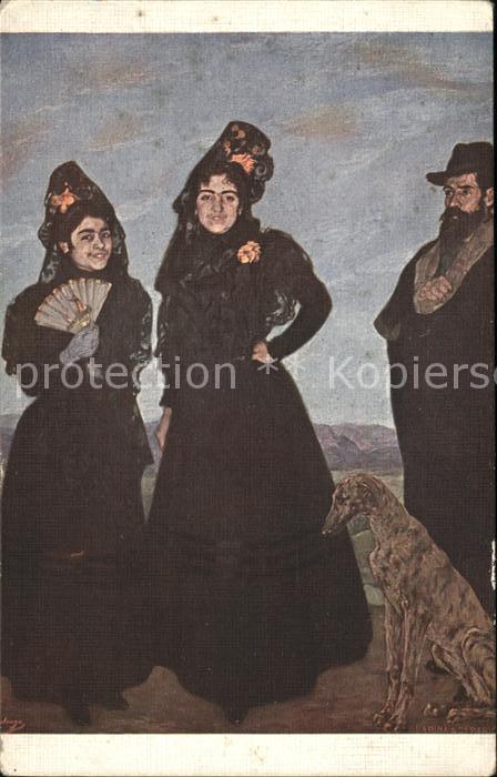 Kuenstlerkarte I. Zuloaga Portraits Nr. 1150 Frauen Fä