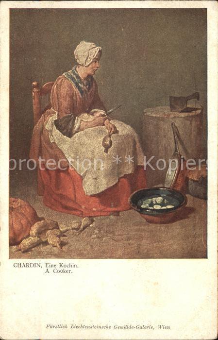 Kuenstlerkarte Chardin Eine Köchin Nr. 334