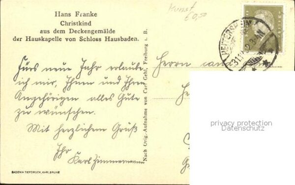 Kuenstlerkarte Hans Franke Christkind Deckengemälde Ha – Bild 2
